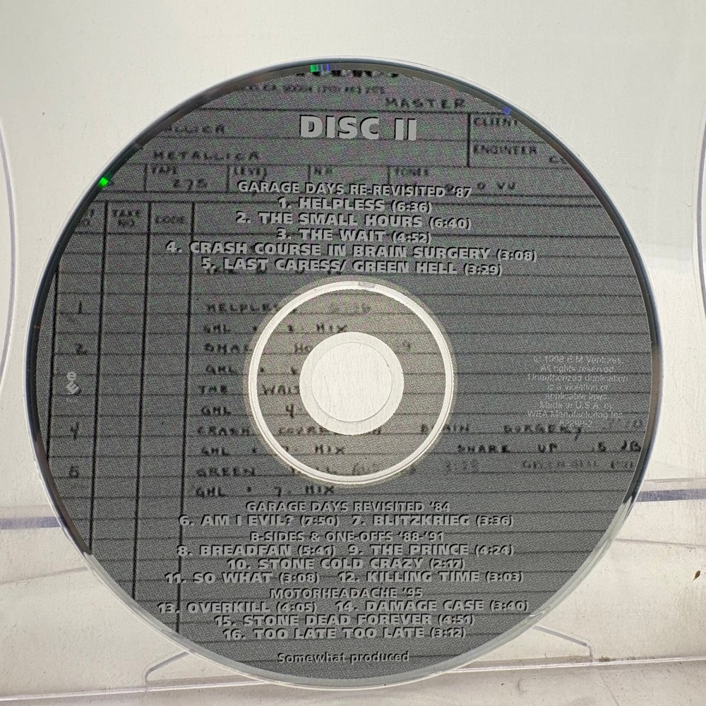 Metallica Garage Inc Disc II 2 Replacement CD 1998 Heavy Metal Thrash Cover